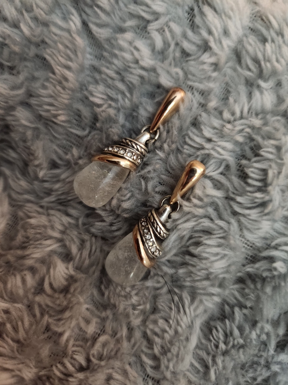 Brighton Neptunes Rings Crystal Drop Dangle Earrings - Gold & Silver Accents - Picture 4 of 4